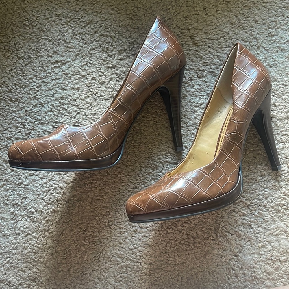 Brown Faux Alligator Heels